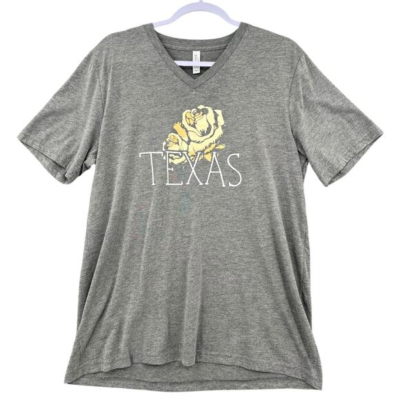 Bella Canvas Yellow Rose Texas Cities V-Neck Short Sleeves T-Shirt Womens Large - Picture 1 of 8